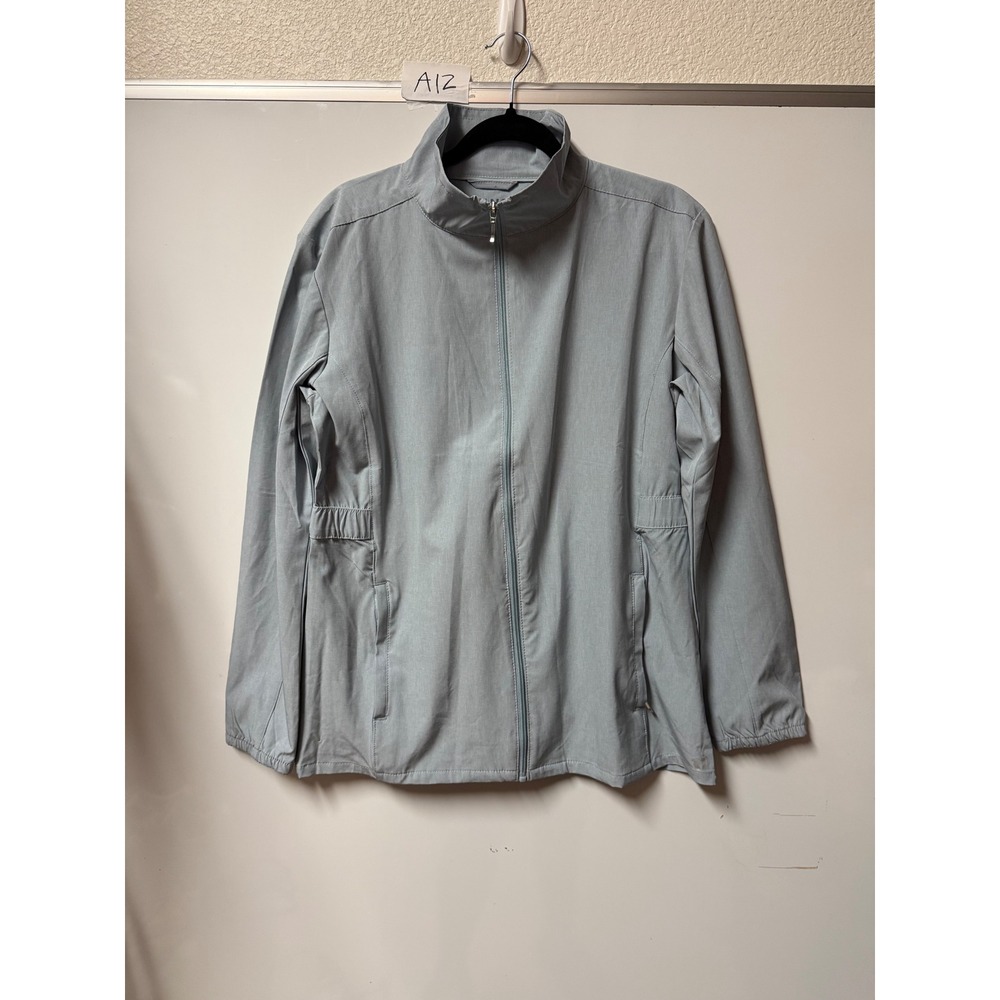 Hang Ten Womens UV Protection UPF 50+ Full Zip Jacket Light Blue Gray Medium